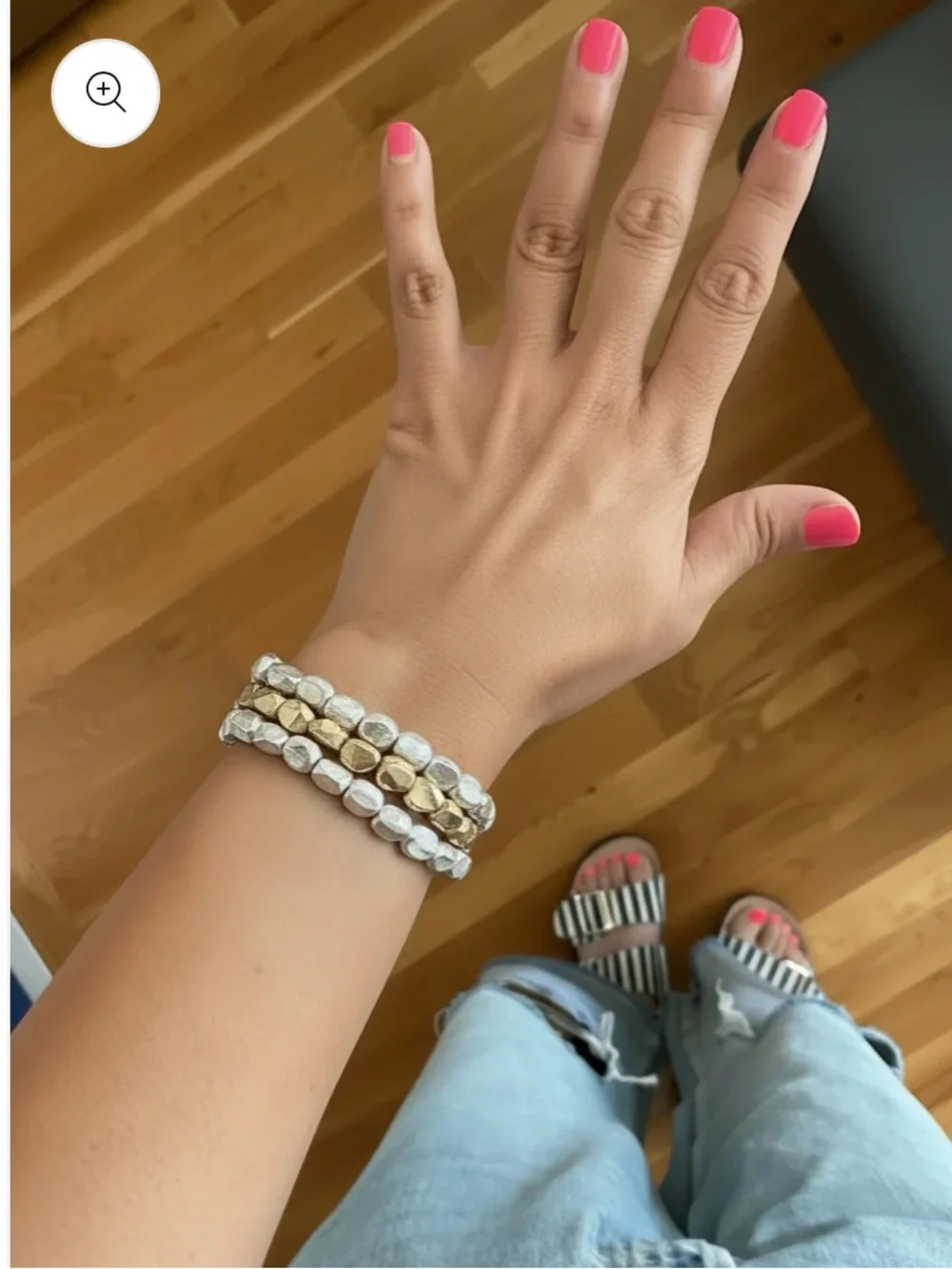 3 Strand Metal Nuggets Bracelet